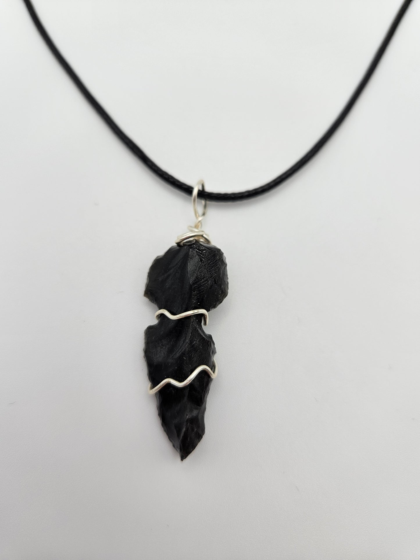 Obsidian Arrowhead Wire Wrapped Necklace