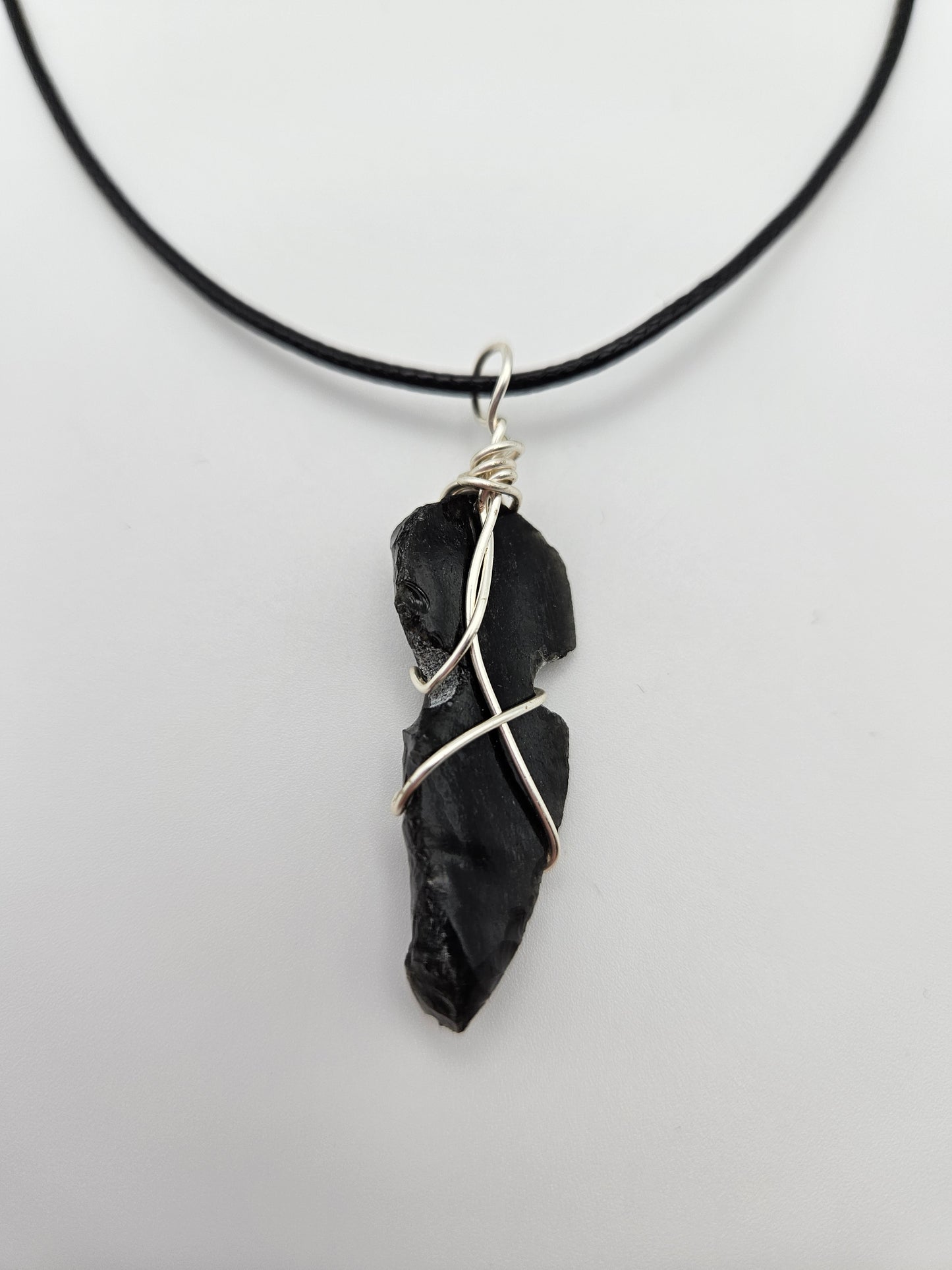 Obsidian Arrowhead Wire Wrapped Necklace